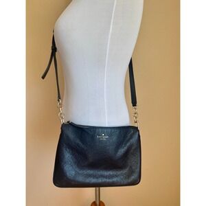 Kate Spade Jackson Street Gabriele Crossbody Black Pebbled Leather Bag Gold